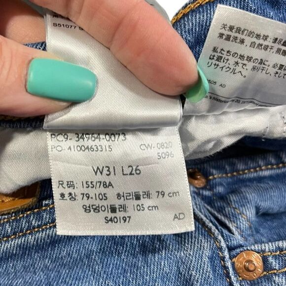 Levi's Wedgie Straight Premium Denim Button Fly Jeans Raw Hem Womens Size 31 - Picture 11 of 15